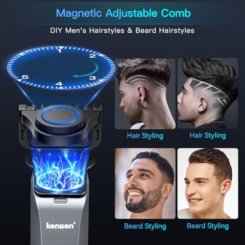 Body Hair Trimmer for Men - Kensen Electric Groin & Pubic Hair Trimmer, Rechargeable Ball Shaver Groomer, Waterproof Mens Body Groomer Kit for Sensitive Areas, Cordless for Wet/Dry Use (Gray)