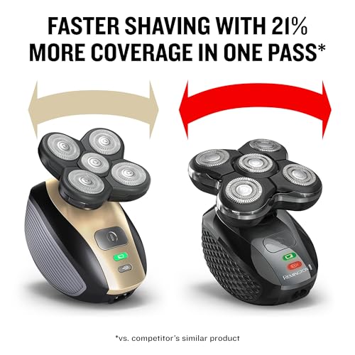 Remington XR7000 Balder Pro Rotary Shaver Rechargeable Waterproof Electric Razor for Men Cordless Lithium Power 5 Dual Track Flexing Heads and Pop-Up Trimmer Black