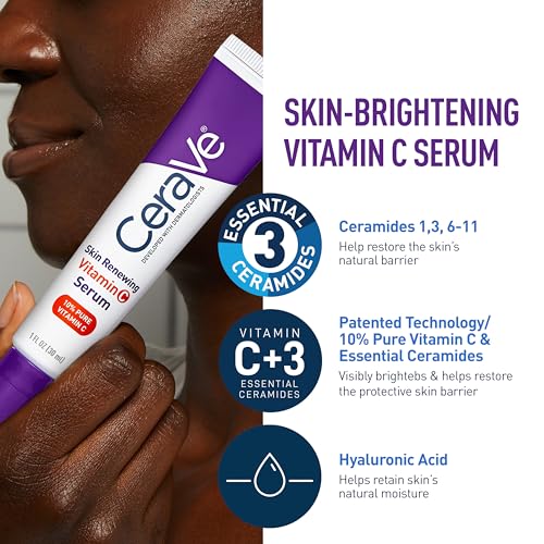 CeraVe Vitamin C Serum and Night Cream Skin Care Set, Brightening Serum with 10% Pure Vitamin C & Night Moisturizer with Peptides + Hyaluronic Acid, Travel Essentials, 1oz Vit C + 1.7oz Moisturizer
