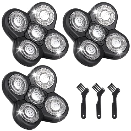 5D Blades Shaver Replacement Heads,Head Electric Razor Shaving Compatible with Frbid Replacement Blades Shaver kit for Bald Men with 3 Cleaning Brush, 3 Pack by Plantarecover