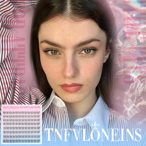 Self Adhesive Eyelashes Natural Self Adhesive Lash Clusters 9-12MM Wispy Eyelash Clusters No Glue Needed Cluster Eyelash Extensions Waterproof Pre glued Individual Lashes Extension by TNFVLONEINS