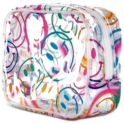 iscream 7" x 5" Bold Print See-Through Zippered Cosmetic Bag - Smiles Everywhere