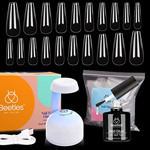 Beetles Gel Polish Nail Art Liner Gel Set Rainbow Pastel Gel Art Paint and Gel Nail Kit Easy Nail Extension Set with 500Pcs Soft Gel Nail Tips Coffin Shape