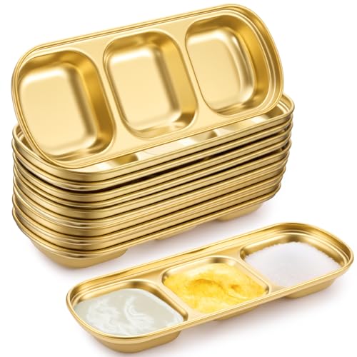 12 Pcs DIY Esthetician Bowls Face Mask Tray Esthetician Supplies Stainless Steel Compartment Serving Tray Women Skincare Products for Spa Salon Aesthetician Beauty, Nail Art (Gold,Medium)