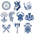 10 Pcs Celtic Viking Tattoos Nordic Tattoo for the Back, Cool Bule Tribal Face Tattoo Viking Feast Men Long Lasting