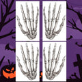 Spooky Halloween Temporary Tattoos - 4-Sheet Skeleton Hand Fake Tattoo Stickers Set for Adults & Teens, Left & Right Hand Designs, Waterproof & Realistic Party Tattoos