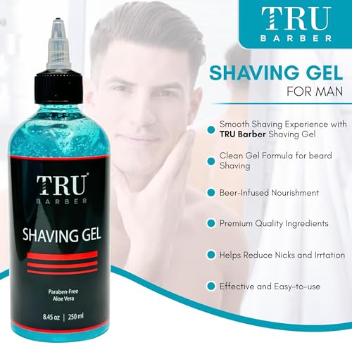 TRU BARBER Shaving Gel for Men, Straight razor shave, Perfect edging and smooth shaving