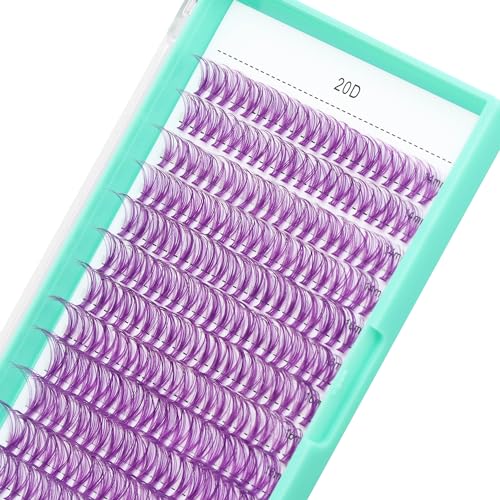Bodermincer 7D/10D/20D/30D/40D/50D/60D/80D/100D Lash Cluster 240pcs D Curl Individual Cluster Eyelashes Fluffy false Eyelashes Extension Lash Cluster DIY at Home (20D Purple-14-16-18mm MIX)