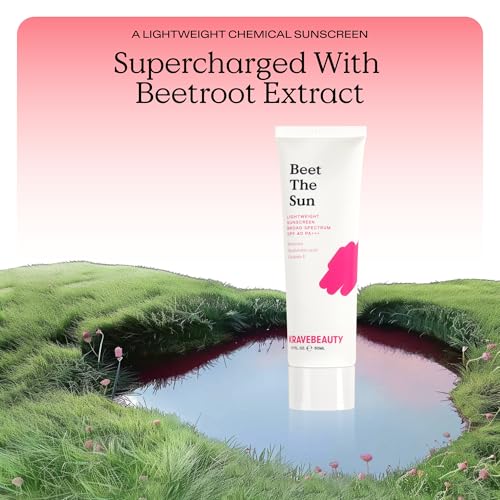 KraveBeauty Beet The Sun Lightweight Sunscreen SPF 40 PA+++, Broad Spectrum Facial Sunscreen with Beet Root Extract & Hyaluronic Acid, Non-Greasy Daily SPF Lotion for Face, Fragrance Free, 50 mL