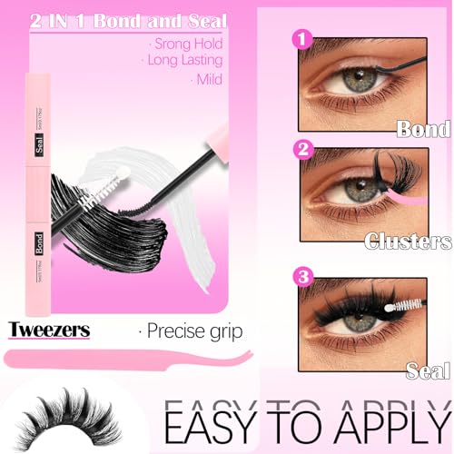 60D Volume Lash Clusters Kit with Long 14-16mm Lashes Spikes+Bottom Clusters Eyelash Extension Kit 280Pcs D-curly Wispy Individual Lash Extensions Kit DIY Spiky Lash Bond and Seal by YIDUO