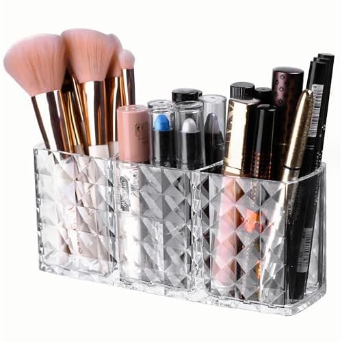 Bling Sparkling rhinestone Five-Piece Makeup Brush Set-Complete Beauty Tool Kit for Flawless Makeup Application (Silver)