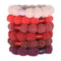 L. Erickson Red and Pink Hair Ties for Women, Knit Pony, 6 Pack, Orchard, Extra Thick No-Crease Bands with Strong Hold and Damage-Free Design, Soft Fuzzy Ponytail Holders in Bold Feminine Tones