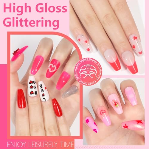 ABAC Gel Polish Kit - 112 Pcs Set with Base & Top Gel,108 Vibrant Colors for All Seasons Long-Lasting DIY Manicure Gift for Women & Nail Art Lovers (Pink,Orange,Blue,Green,Red)