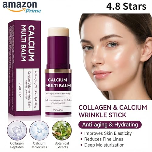 All-in-One Moisturizing Balm Stick with Calcium & Collagen ? Anti-Aging Skin Repair for Face, Eyes, Lips, Neck ? Hydrating Portable Skincare, 2-Pack