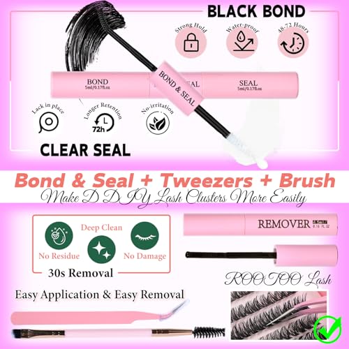 Lash Clusters Kit with Spikes, 80D+100D Eyelash Clusters Extensions Individual D Curl Fluffy Wispy False Eyelashes DlY Manga Lashes Extension Kit (12-22mm, Lash Clusters Kit)