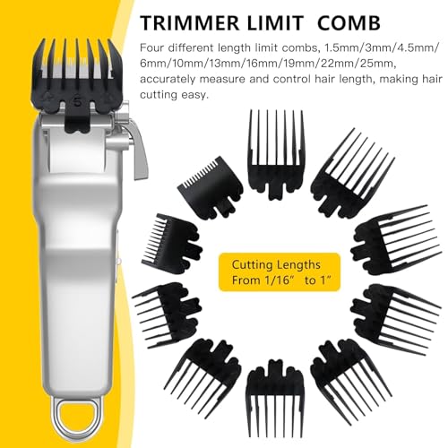 10 Pack in Lot Clipper Guards Set Replacement Fits for Limural K11S/ Novah HCL-001/ Surker K7S/K9C/K9S - 1/16" to 1", Black