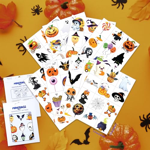 Halloween Temporary Tattoos, Holiday Tattoos, Halloween Party Favors, Party Decorations, Spooky Decorations, Holiday Stocking Stuffers Goodie Bag, Gifts Accessories for Kids Adults