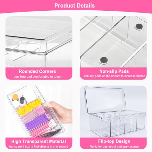 Lash Extension Organizer and Storage, Lash Cart Organizer for Lash Techs, Eyelash Extension Supplies Organizer Storage Box, Acrylic Lashes Supplies Container, Eyelash Beauty Organizer with Lid Clear