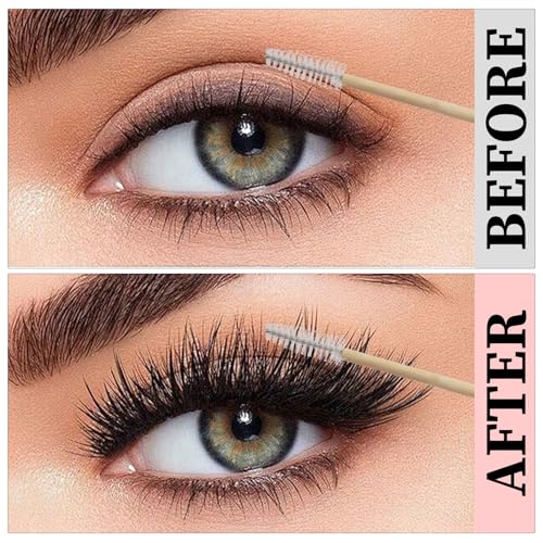 500PCS Disposable Eyelash Brushes - Upgraded Mascara Wands & Makeup Applicators Kit for Eyelash Extensions Makeup and Eyebrow Grooming(White)