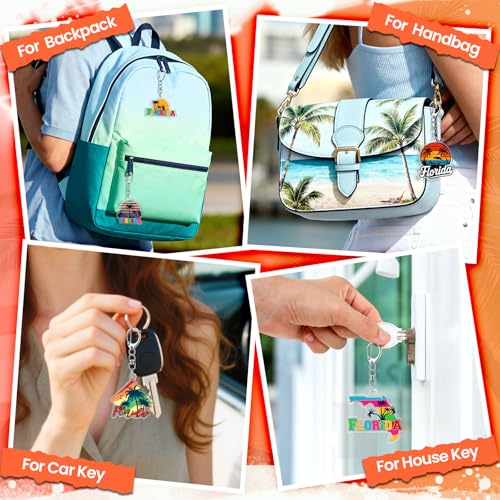 6 Sets Florida Souvenir Gifts,6Pcs Florida Cosmetic Bag,6Pcs Florida Souvenir Keychain for Women Travel Gift, Daily Use Christmas Party Gifts(Florida)