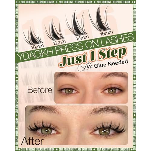 Self Adhesive Lash Clusters Manga Wispy Self Adhesive Eyelashes Invisible Band Anime Eyelash Clusters Spikes Pre Glued Spiky Individuals Lashes Extension Natural 10-16mm No Glue Needed Doll Lashes