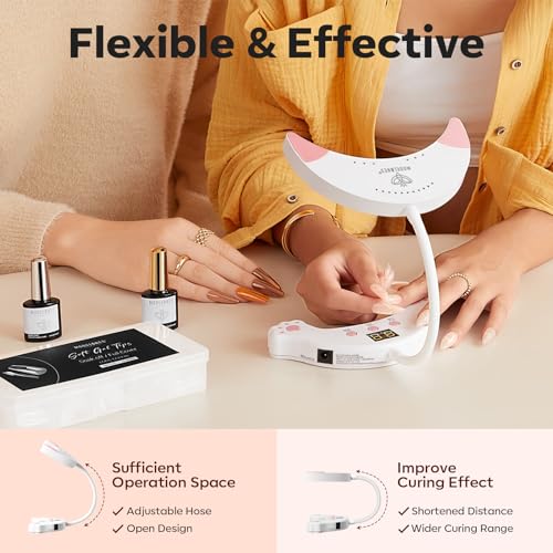 modelones Hema-Free Gel Base and Top Coat Set 2 Pcs & 48W U V LED Nail Lamp, Gooseneck U V Lamp