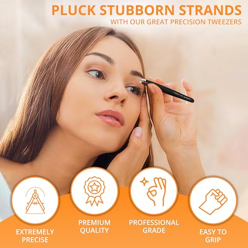 Premium 2-Piece Tweezer Set ? Hand-Finished Stainless Steel Slant & Pointed Tips for Precise Hair Removal