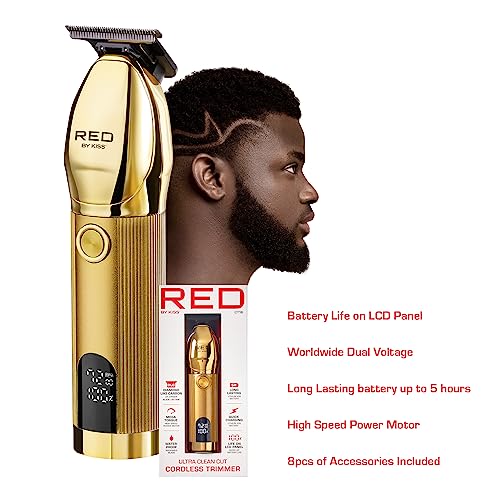 Red by Kiss Cordless Hair & Beard Trimmer & Grooming Portable Organizer Bag