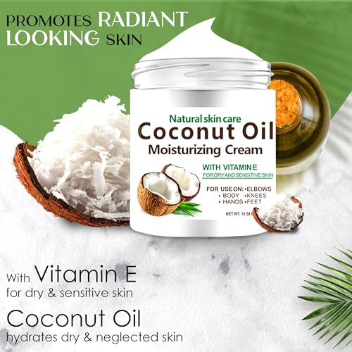 Coconut Oil Cream. Spa size 10.5 oz Moisturizing Cream. Coconut Oil for Face, Hands, Hair. Intense Hydration For Dry skin