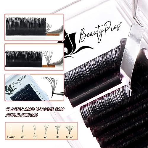 Professional Eyelash Extension Kit ? Curl B,C,D,J & M - Volume Eyelash Extensions Supplies Mix Tray (8-16mm) - 0.03,0.05,0.07,0.015, 0.20mm Thickness (C-Curl - 0.07mm - Pink)