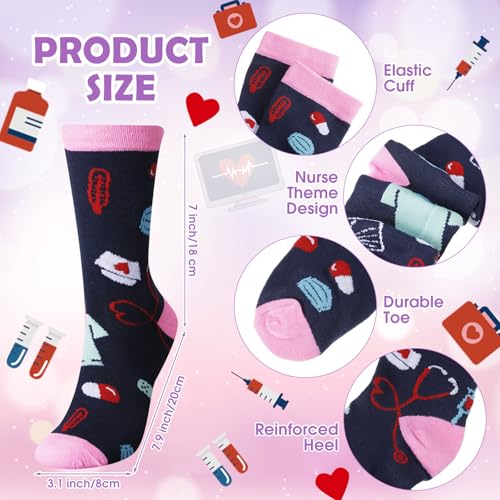 Fulmoon 40 Pcs Nurse Appreciation Gifts Thank You Gifts Bulk Novelty Socks Makeup Bags Keychains Notebooks Ballpoints(Colorful, Nurse)