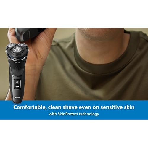 Philips Shaver for Men Series 3000 Rechargeable Wet/Dry Mens Electric Shavers Electric Razor for Men- Modern Steel Metallic