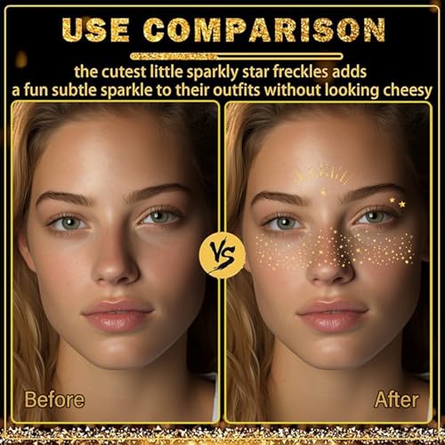 20 Pcs Makeup Patches,Glitter Freckles Patches with 5 Shapes - Sparkling Self-Adhesive Face Jewels for Festival, Rave & Party Makeup - Waterproof Face Glitter Stickers for Women & Teens