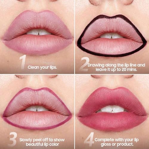Lip Stain Peel Off - Lip Liner Womens Day Gifts for Women Mom Wife, Lip Gloss Gift for Women Matte Finish Vegan & Cruelty-Free, Highly-Pigmented for Create A Natural Lip Color (Black)