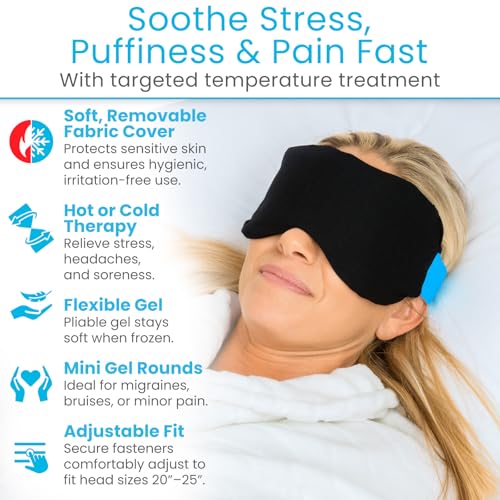Arctic Flex Cold Eye Mask - Gel Ice Pack for Cool Sleeping, Dry Night Treatment - Reusable Hot Spa Therapy for Sleep, Skin Puffiness, Migraine