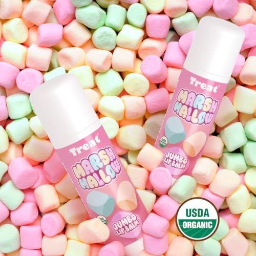 Treat Jumbo Organic Lip Balm, Marshmallow Cream, Cruelty Free .50 Ounces, White