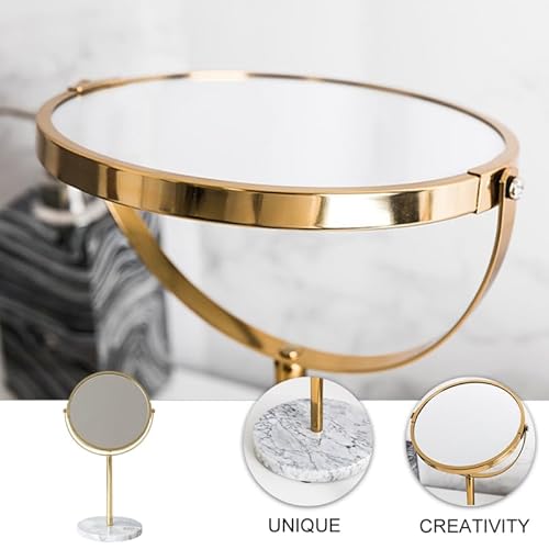 HEALLILY Desktop Makeup Mirror with Marble Base 13.77In Rotatable Cosmetic Mirror for Vanity Table Durable High Reflectivity Portable Makeup for Home and Dorm