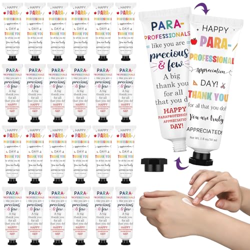 Loopeer 24pcs Paraprofessional Appreciation Gifts Bulk Double Sided Hand Cream Travel Size Paraprofessional Day Gift for Teacher Coworker Administrative Assistant Volunteer Administrator