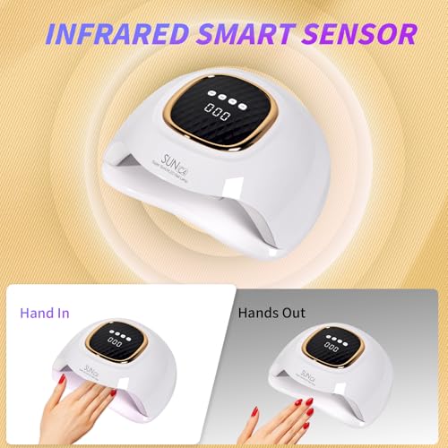 248W UV Nail Lamp Gel Nail Lamp UV Dryer with 63 Beads for Gel Nails LED Nail Lamp, Automatic Sensor and 4 Timer Settings Perfect for Home and Salon Use Professional Quality Nail Dryer (C4)