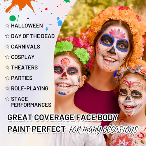 Orange Water Based Face Body Paint, 2.37 OZ Large Tube Full Coverage Face Paint for Tiger Pumpkin Cosplay, Washable Orange Body Painting Cream for Adult Carnival Halloween SFX Makeup