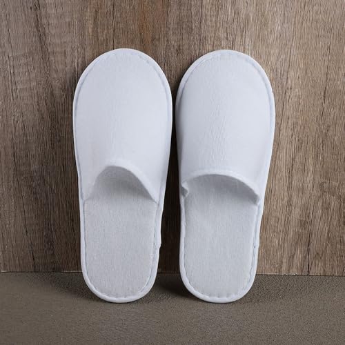 30 Pairs 10.5 Inch Disposable Slipper for Guests, White Spa Slippers Bulk House Slippers Non Slip Closed Toe Travel Footwear for Hotel Guests Women Men, Medium