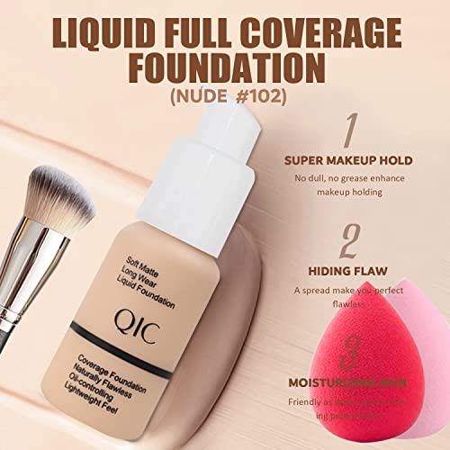 All in One Makeup Kit, Makeup Kit for Women Full Kit, Travel Make Up Gift Set for Women Teens Girls, Includes Eyeshadow, Foundation, Lipstick Set, Eyebrow Soap, Eyeliner Stamp, Mascara, Brush, Sponges