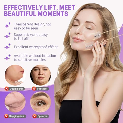 Neck Tape Lifting Invisible - 100PCS Face Tape Lifting Invisible with 8 Facelift Tape Double Chin Jowls Eyes Wrinkles Sagging Skin