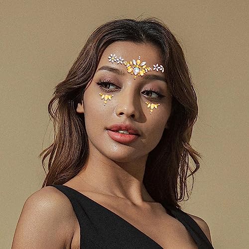3 Pieces Star Face Stickers Crystdl Face Jewels Rhinestone Silver Rave Party Accessories for Women and Girls (B)