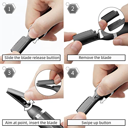 Facial Hair Remover and Eyebrow Trimmer, Rechargeable Hair Removal Women's Electric Shaver Razor for Peach Fuzz Chin Cheek Upper Lip£¨Black£©