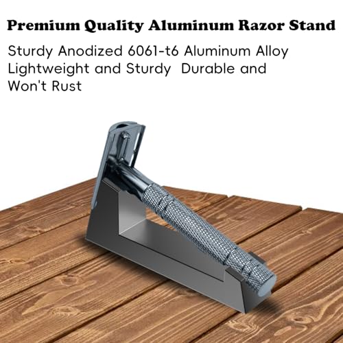 Aluminum Alloy Razor Stand, Safety Aluminum Men's Shaving Stand Black for Bathroom Countertops, Compatible with Henson AL13, AL13-M and Ti22, Anti-Rust and Durable