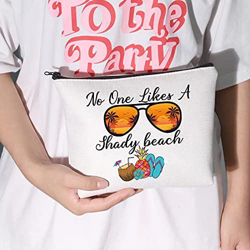 LEVLO Ocean Beach Cosmetic Make Up Bag Beach Wear Gift No One Likes A Shady Beach Makeup Zipper Pouch Bag For Beach Girls Surfer (Likes A Shady Beach)