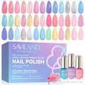 SAVILAND 20+3 Color Nail Polish Set: 5ml Quick Dry Pastel Regular Nail Polish Kit Spring Summer Fingernail Polish Bulk with Base Glossy & Matte Top Polish Coat Nail Art Women Gift