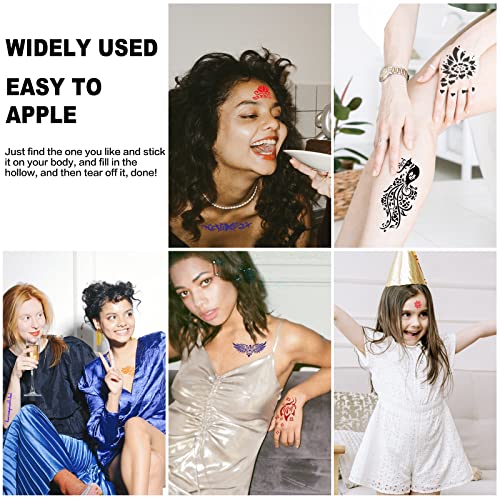 Henna Tattoo Stencil Kit, Self-Adhesive Hand Mold, Flowers & Other Motifs, Suitable for Women, Girls & Teenagers, DIY Body Art