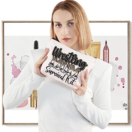 LEVLO Wrestling Mom Cosmetic Bag - Survival Kit Make Up Zipper Pouch Bag - Wrestling Merchandise